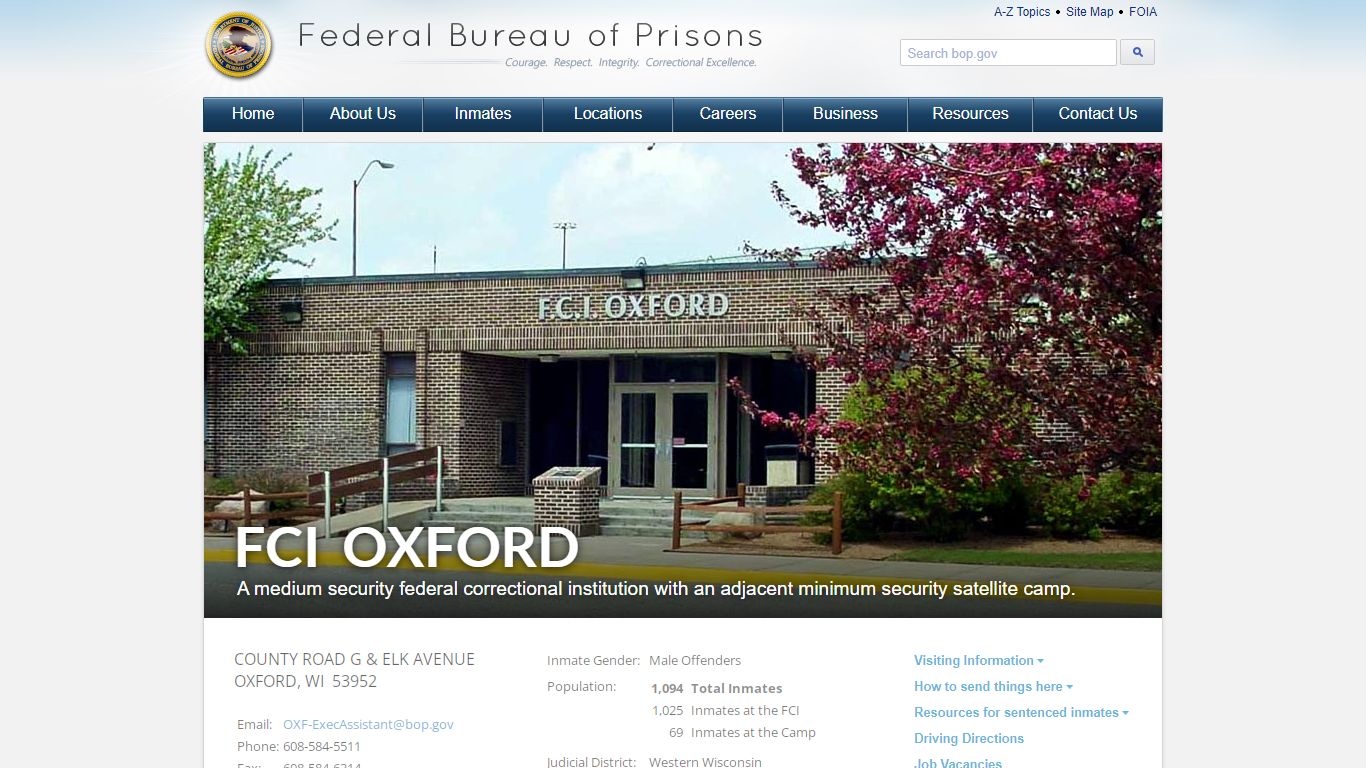 FCI Oxford - Federal Bureau of Prisons