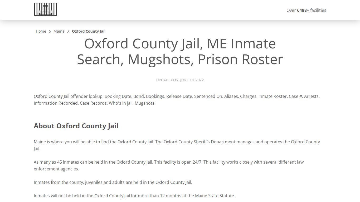 Oxford County Jail, ME Inmate Search, Mugshots, Prison ...