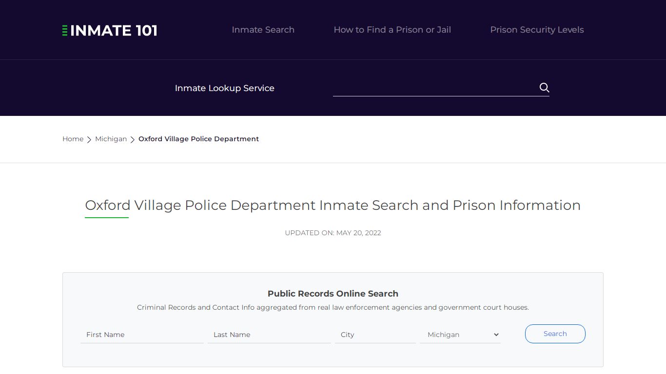 Oxford Village Police Department Inmate Search, Visitation ...